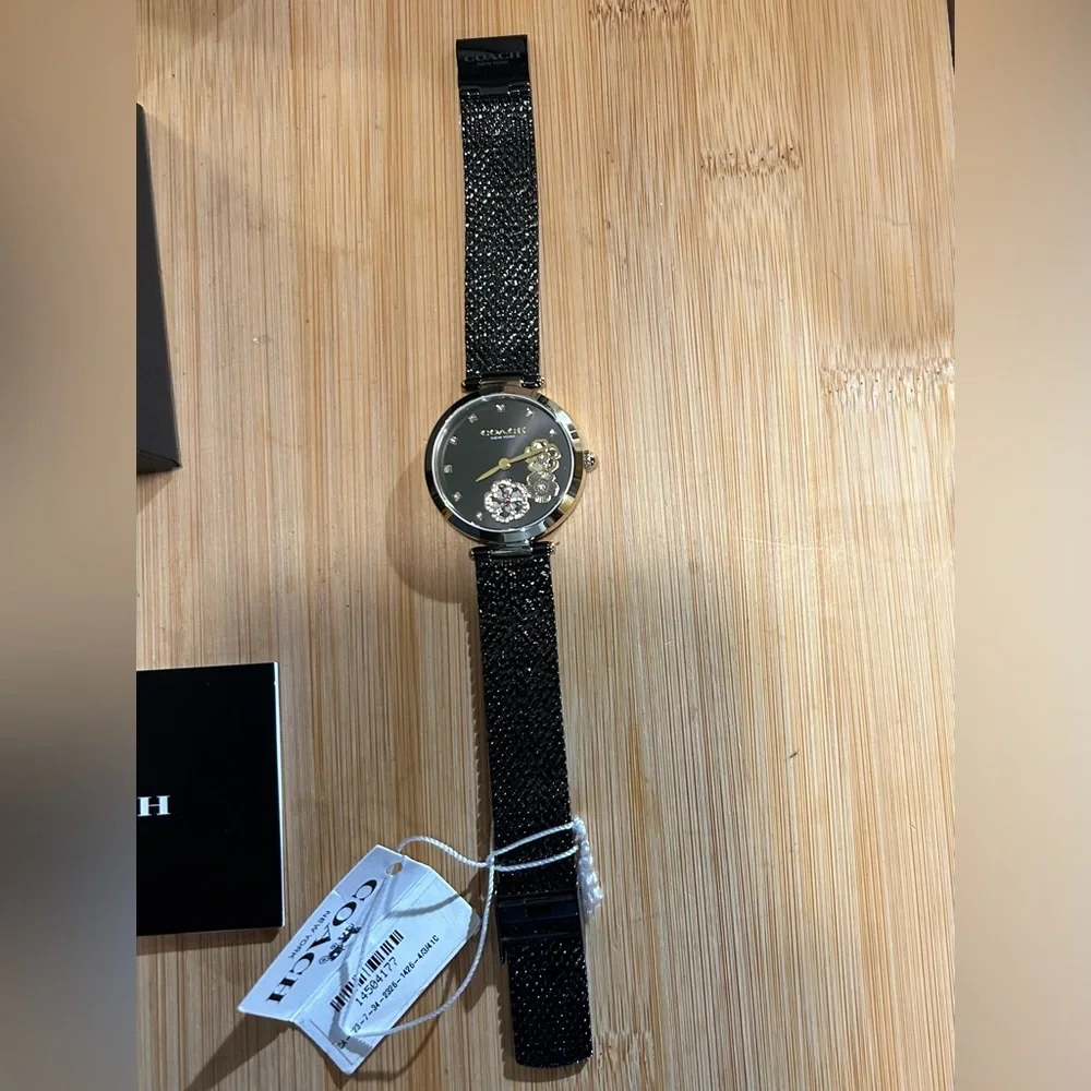Coach Park Carnation Watch With 34mm Black Face & Black MeshBracelet - Picture 4 of 6